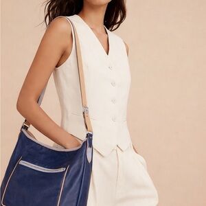 Leather Navy coach crossbody woman bag